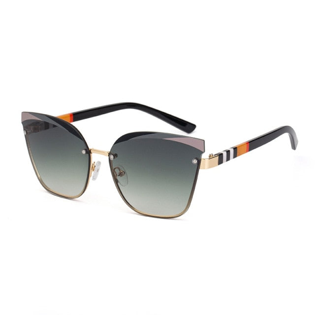 FENCHI Fashion Cat Eye Frameless Stripe Luxury Sunglasses